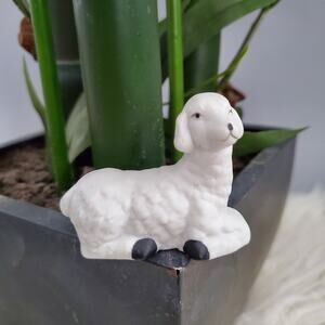 Lying Sheep Black White Small Figurine